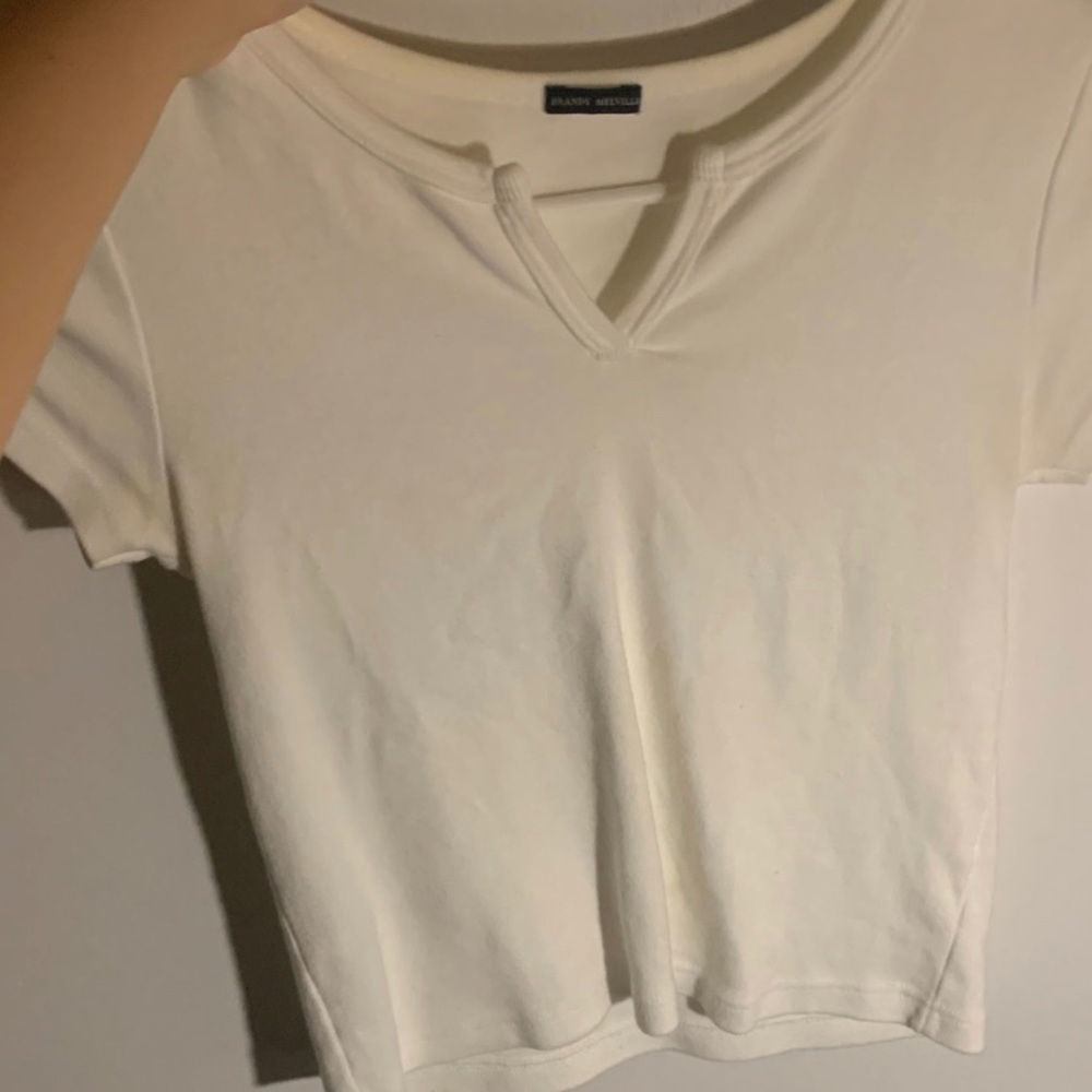 Brandy Millville White Slit V Cut Shirt